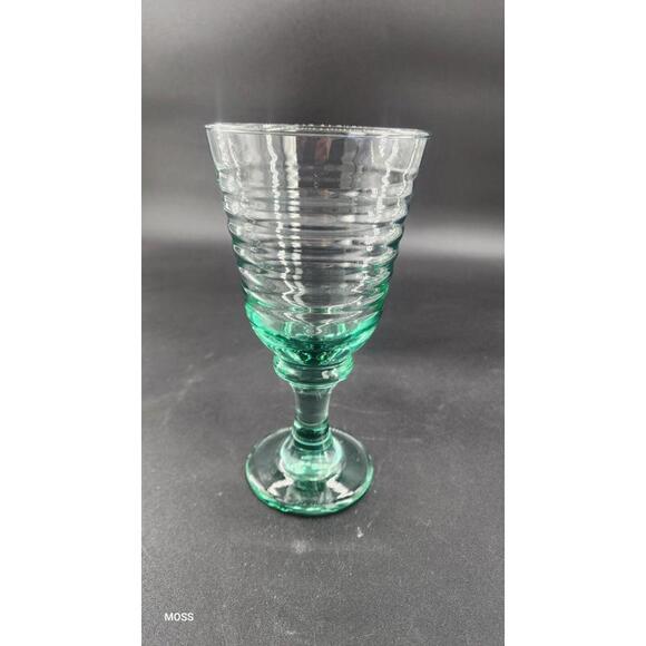 Vintage LIBBEY Sirrus Spanish Green Glass Water, Wine Goblets Ribbed - Picture 1 of 5